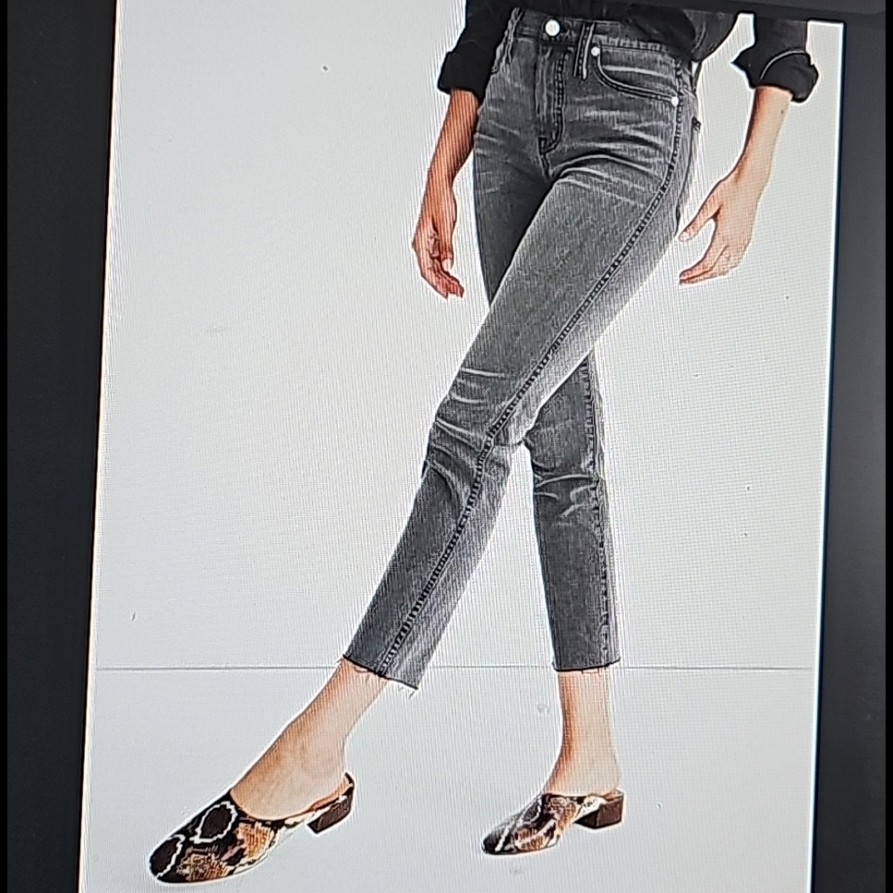 Madewell Stovepipe Jeans Cement Wash Raw Hem Jeans